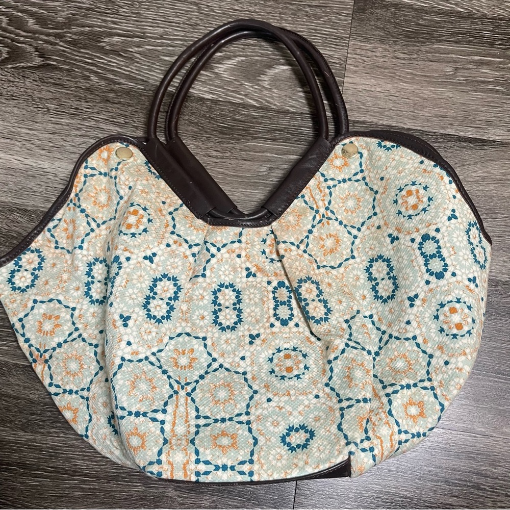 Jimmy Choo Printed Canvas Leather Trim Tote Bag